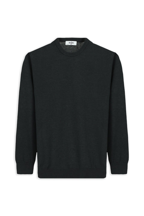 Orta Antrasit Bisiklet Yaka Regular Fit Pamuklu Triko Kazak