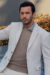  Orta Bej Polo Yaka Oversize Ekstra Rahat Kesim Yünlü Triko Kazak