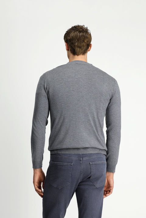 Orta Gri Melanj Yarım Balıkçı Yaka Regular Fit Fermuarlı Triko Kazak