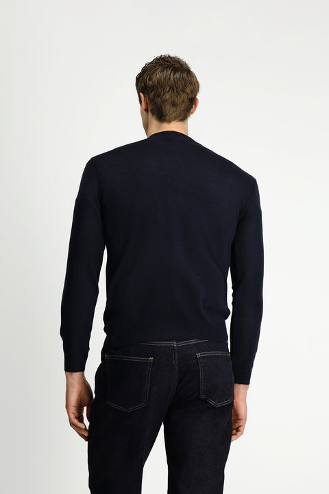 Koyu Lacivert Yarım Balıkçı Yaka Regular Fit Fermuarlı Triko Kazak