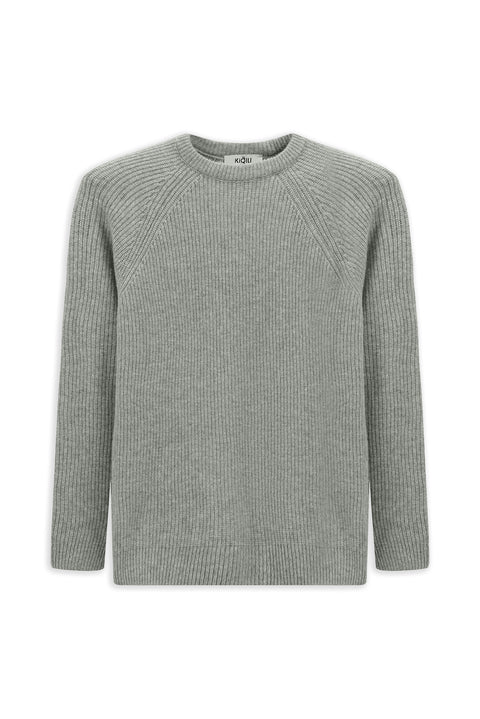 Açık Gri Melanj Bisiklet Yaka Regular Fit Yünlü Triko Kazak