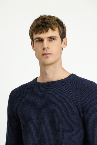  Koyu Lacivert Bisiklet Yaka Regular Fit Yünlü Triko Kazak