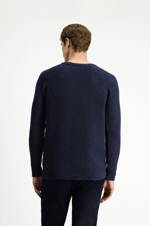 Koyu Lacivert Bisiklet Yaka Regular Fit Yünlü Triko Kazak