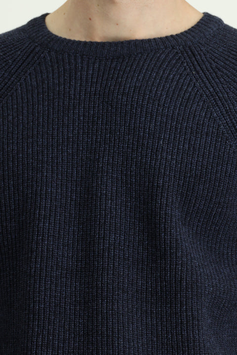 Koyu Lacivert Bisiklet Yaka Regular Fit Yünlü Triko Kazak