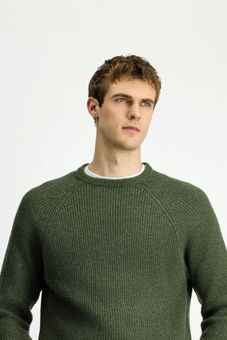  Orta Haki Bisiklet Yaka Regular Fit Yünlü Triko Kazak