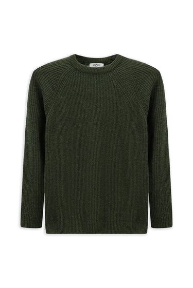 Orta Haki Bisiklet Yaka Regular Fit Yünlü Triko Kazak