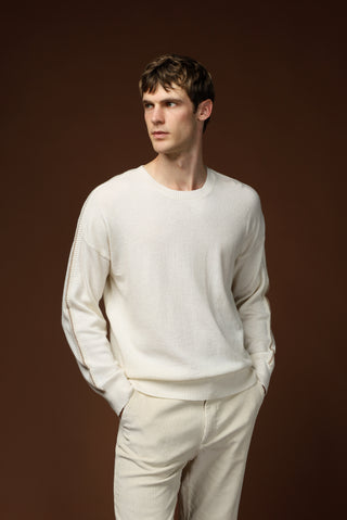  Ekru Bisiklet Yaka Oversize Ekstra Rahat Kesim Yünlü Triko Kazak