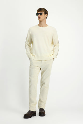  Ekru Bisiklet Yaka Oversize Ekstra Rahat Kesim Yünlü Triko Kazak