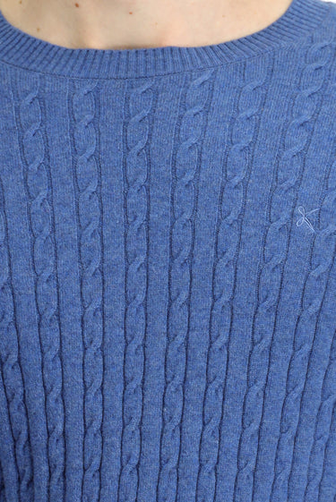 İndigo Melanj Bisiklet Yaka Regular Fit Desenli Yünlü Triko Kazak