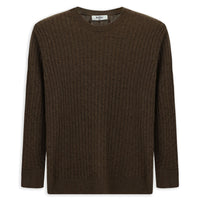 Orta Kahve Bisiklet Yaka Regular Fit Desenli Yünlü Triko Kazak