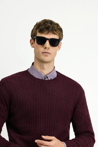  Koyu Bordo Bisiklet Yaka Regular Fit Desenli Yünlü Triko Kazak