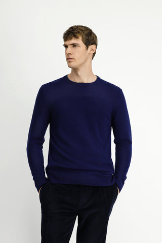  Koyu Lacivert Bisiklet Yaka Regular Fit Yünlü Triko Kazak