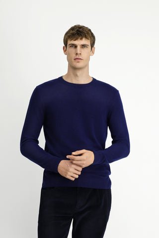  Koyu Lacivert Bisiklet Yaka Regular Fit Yünlü Triko Kazak