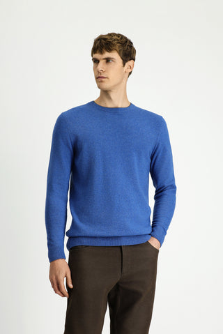  İndigo Melanj Bisiklet Yaka Regular Fit Yünlü Triko Kazak