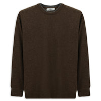 Orta Kahve Bisiklet Yaka Regular Fit Örme Yünlü Kaşmir Karışımlı Triko Kazak