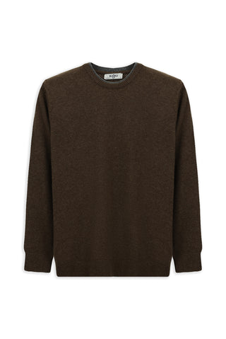  Orta Kahve Bisiklet Yaka Regular Fit Örme Yünlü Kaşmir Karışımlı Triko Kazak