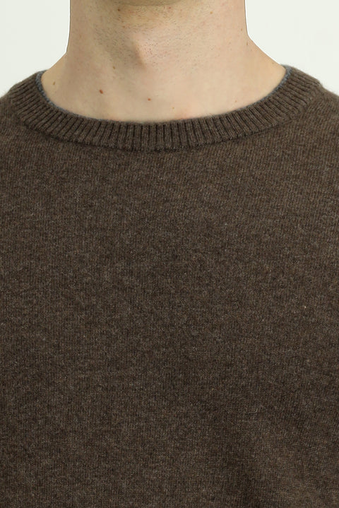 Orta Bej Bisiklet Yaka Regular Fit Örme Yünlü Kaşmir Karışımlı Triko Kazak