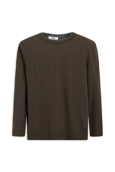 Orta Bej Bisiklet Yaka Regular Fit Örme Yünlü Kaşmir Karışımlı Triko Kazak