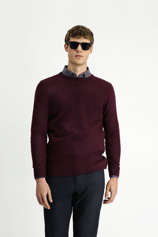  Koyu Bordo Bisiklet Yaka Regular Fit Yünlü Triko Kazak
