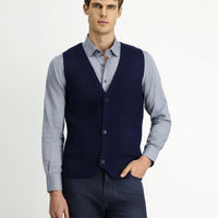 Koyu Lacivert V Yaka Triko Yelek