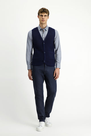  Koyu Lacivert V Yaka Triko Yelek