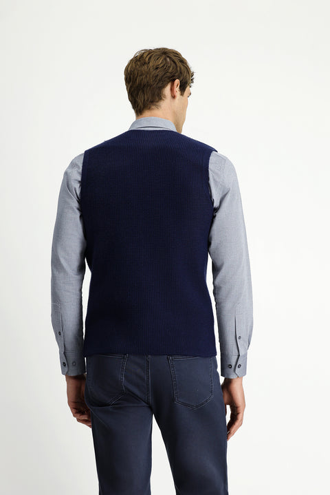 Koyu Lacivert V Yaka Triko Yelek