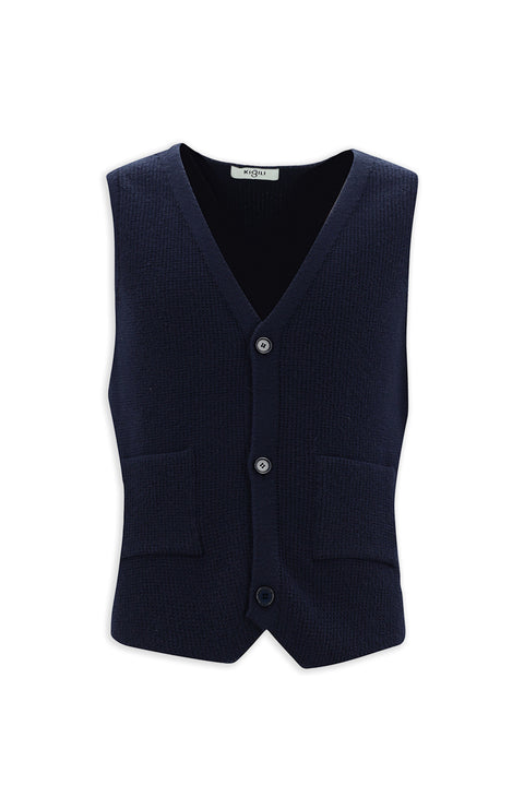 Koyu Lacivert V Yaka Triko Yelek