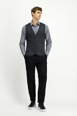  Koyu Antrasit V Yaka Triko Yelek