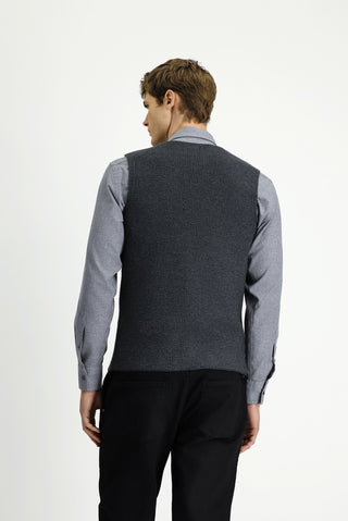  Koyu Antrasit V Yaka Triko Yelek