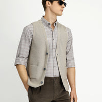 Orta Vizon V Yaka Triko Yelek