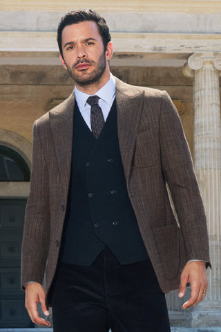  Siyah Yünlü Kruvaze Triko Yelek