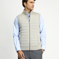 Açık Vizon Desenli Fermuarlı Triko Yelek