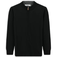 Siyah Yarım Balıkçı Yaka Desenli Fermuarlı Yünlü Kaşmir Karışımlı Örme Triko Hırka