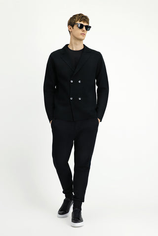  Siyah Yünlü Kruvaze Triko Hırka