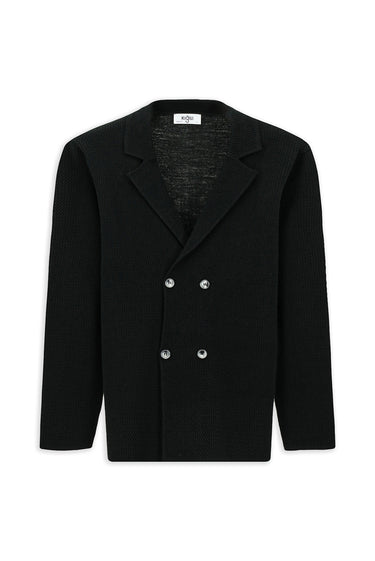 Siyah Yünlü Kruvaze Triko Hırka