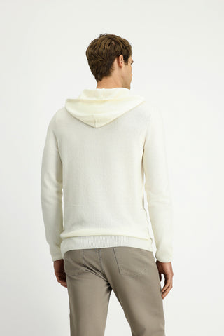  Ekru Kapüşonlu Regular Fit Yünlü Triko Kazak