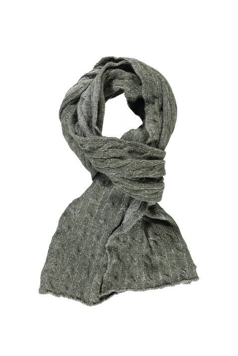 Küf Yeşili Yünlü Desenli Atkı & Bere & Eldiven Takımı