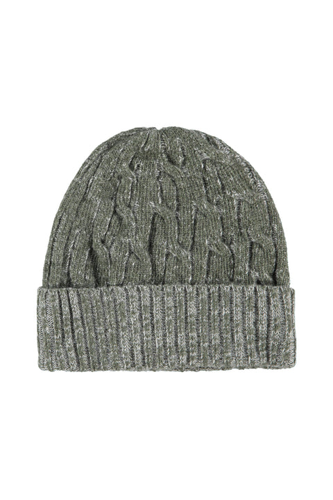 Küf Yeşili Yünlü Desenli Atkı & Bere & Eldiven Takımı