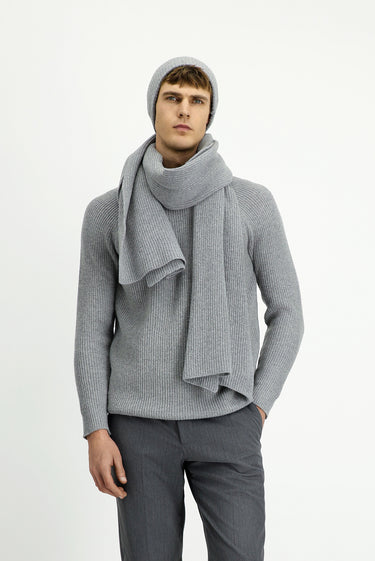  Açık Gri Melanj Yünlü Atkı Bere Takımı