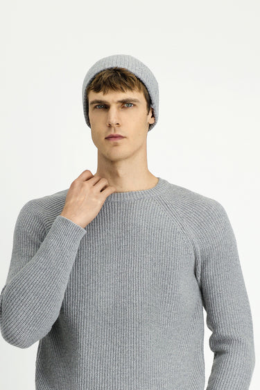  Açık Gri Melanj Yünlü Atkı Bere Takımı