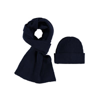 Koyu Lacivert Yünlü Atkı & Bere Takımı