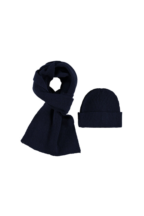 Koyu Lacivert Yünlü Atkı & Bere Takımı