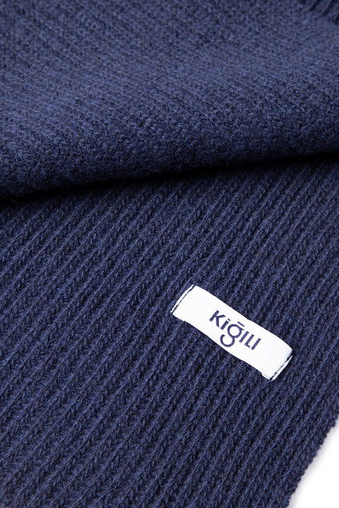 Koyu Lacivert Yünlü Atkı & Bere Takımı