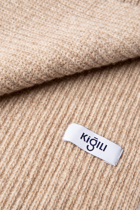 Açık Vizon Yünlü Atkı & Bere Takımı