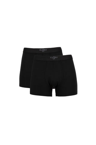  Siyah 2'li Düz Modal Karışımlı Pamuklu Boxer Seti