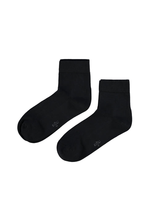 Siyah 2li Düz Pamuk Karışımlı Kısa Soket Çorap