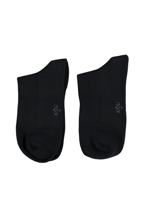 Siyah 2li Düz Pamuk Karışımlı Kısa Soket Çorap