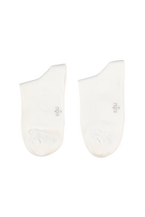 Beyaz 2li Düz Pamuk Karışımlı Kısa Soket Çorap