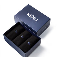 Siyah 3'lü Bambu Karışımlı Düz Çorap Hediye Kutulu Set