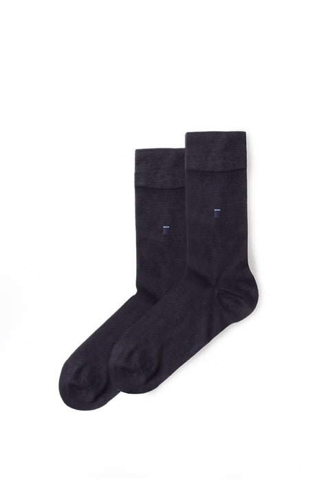 Koyu Lacivert 3'lü Bambu Karışımlı Düz Çorap Hediye Kutulu Set